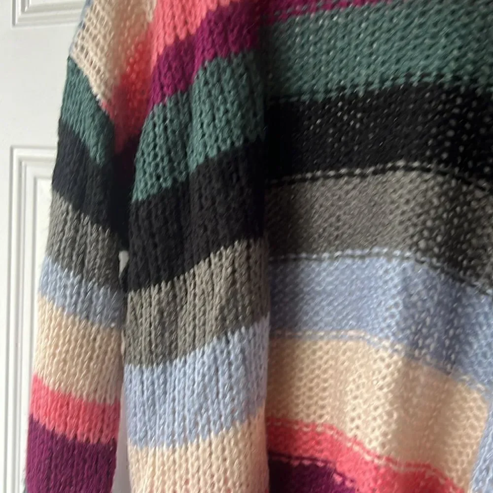 Elan Rainbow Cardigan, Striped Knit Sweater, One Size, NEW , NWOT